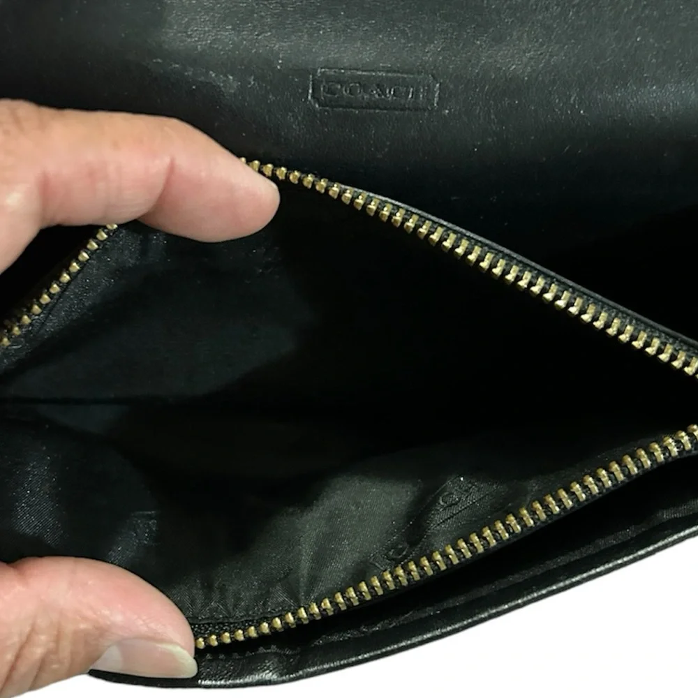 Y2K Signature Jacquard Coach Wallet C Logo Leather Trim